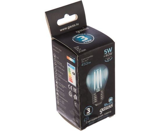 Лампа LED Globe E27 5W 4100K Gauss Filament 105802205 – изображение 3