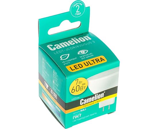 Светодиодная лампа 7Вт 220В Camelion LED7-JCDR/830/GU5.3 11656 – изображение 3