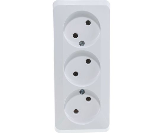 Тройная розетка Schneider Electric ЭТЮД открытой установки, без заземления, без шторок, 16А, 250B, белый PA16-009B – изображение 4