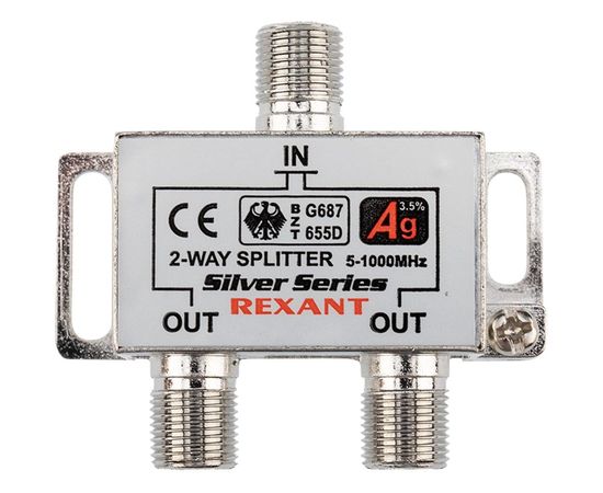 Делитель REXANT ТВ х 2 + 3шт. F BOX 5-1000 МГц Silver 05-6101 – изображение 6