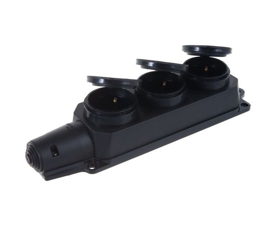 Тройная каучуковая розетка IN HOME с заземлением с заглушками 16А IP44 черная 9323 4690612010281 – изображение 6