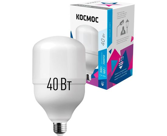 Светодиодная лампа КОСМОС HWLED 40W 220V E27 4500K LksmHWLED40WE2745 