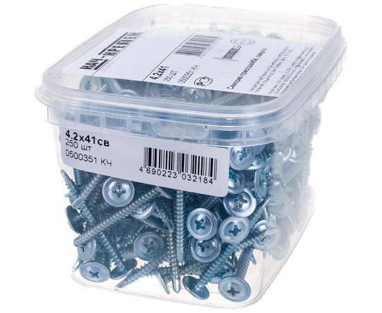 Саморез с прессшайбой Качественный крепеж 4,2х41 сверло 250 шт 0500351 КЧ 