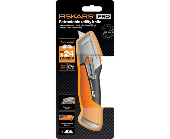 Строительный нож с выдвижным сменным лезвием Fiskars CarbonMax 1027223 – изображение 2