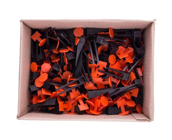 Система выравнивания плитки СВП комплект (зажим + клин, 250+250 шт.) СИБРТЕХ 88075 – изображение 2