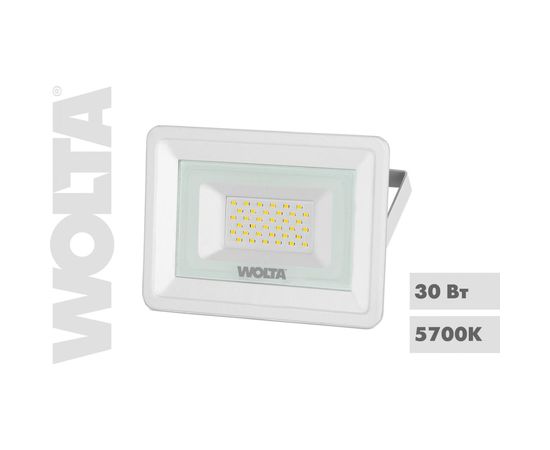 Светодиодный прожектор Wolta, 5700K, 30 W SMD, IP 65, цвет белый, слим WFL-30W/06W – изображение 2