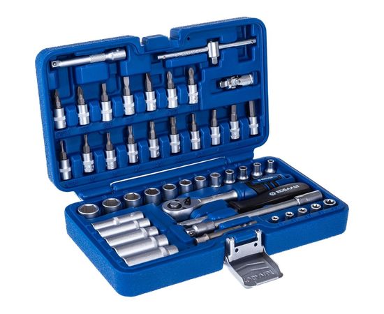 Набор торцевых головок с трещоткой КОБАЛЬТ 1/4 Cr-V 46 предметов 791196-46:2901 – изображение 3
