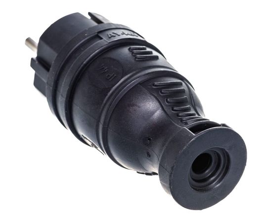 Вилка AY-KA прямая, с заземлением, каучуковая черная 5511500 – изображение 3