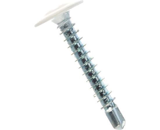 Саморезы с пресс-шайбой Госкреп со сверлом 4,2х25мм белые RAL9003 20 шт., подвес 1-0017510 – изображение 3