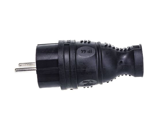 Вилка AY-KA прямая, с заземлением, каучуковая черная 5511500 – изображение 4