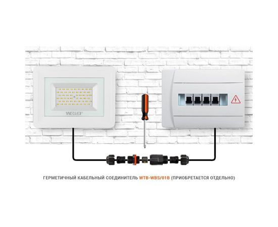 Светодиодный прожектор Wolta, 5700K, 30 W SMD, IP 65, цвет белый, слим WFL-30W/06W – изображение 7