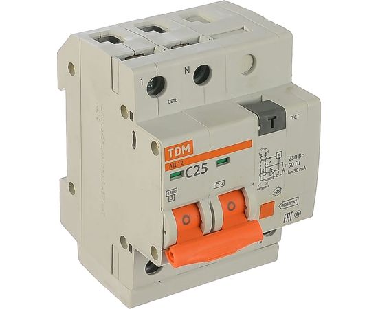 Дифференциальный автомат TDM АД12 2Р 25А 30мА SQ0204-0011 