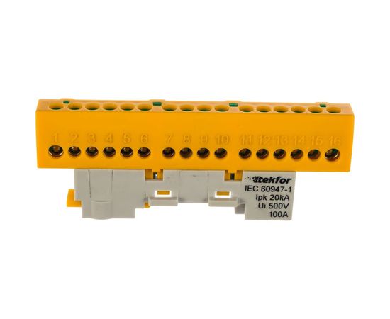 Шина Tekfor нулевая изолированная KSN-6-6x9-16 PE 06-07-006 