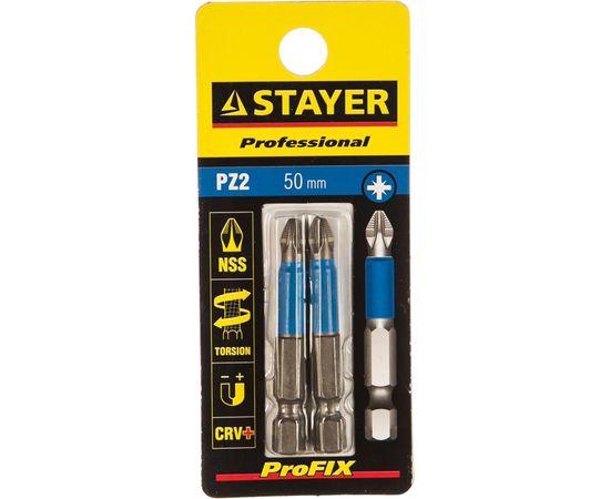 Биты (E 1/4"; PZ 2; 50 мм; 2 шт.) STAYER 26223-2-50-02 