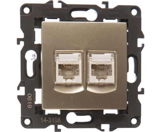 Розетка ЭРА 14310804 2хRJ45, IP20, шампань Б0034311 