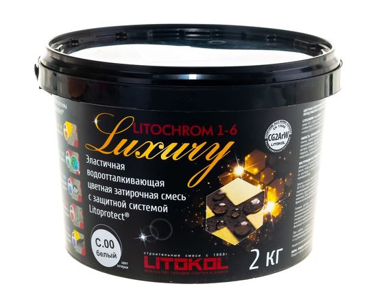 Затирочная смесь LITOKOL LITOCHROM 1-6 LUXURY C.00 белая 2 кг bucket 354100003 
