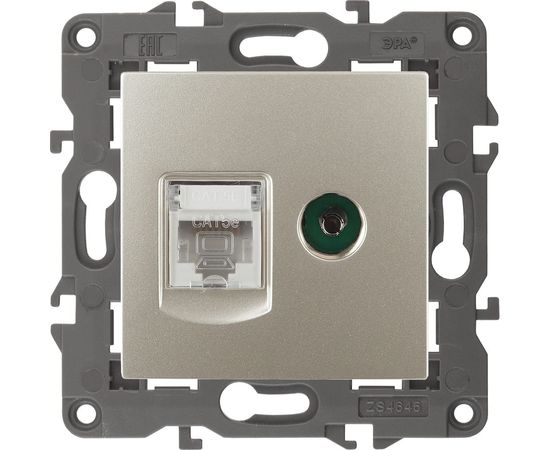 Розетка ЭРА 14-3110-04 RJ45 TV, IP20, шампань Б0034317 