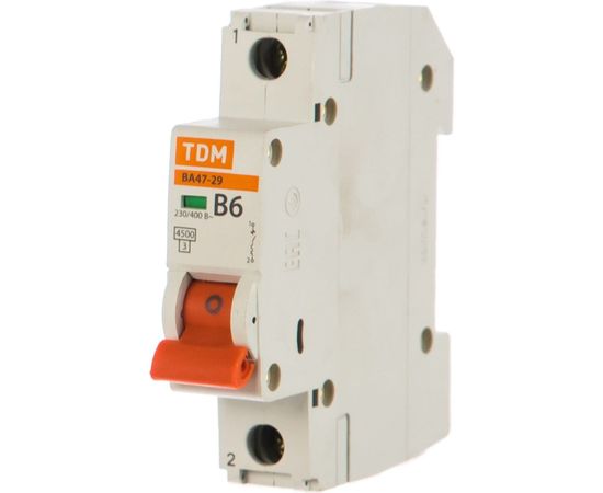 Автоматический выключатель ВА47-29 (1Р; 6 А; 4.5 кА; В) TDM SQ0206-0006 