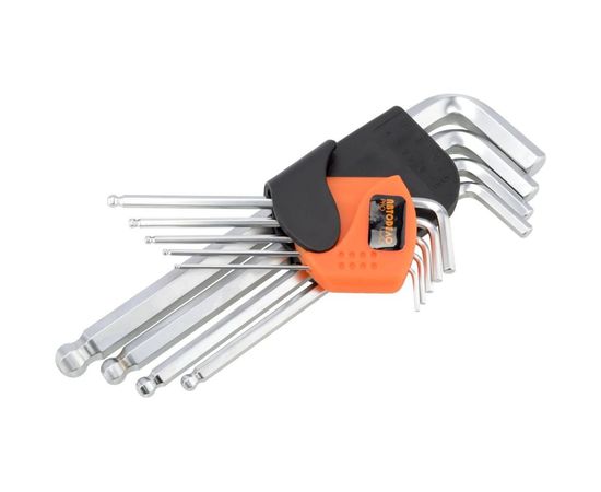 Набор Г-образных шестигранников АвтоDело PRO 9 шт. 1.5-10 мм S2 удлинённые с шаром 39370 16273 