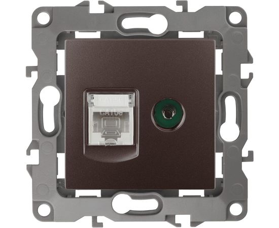 Комбинированная розетка ЭРА 12-3110-13 RJ45 TV, IP20, 12, бронза Б0027448 