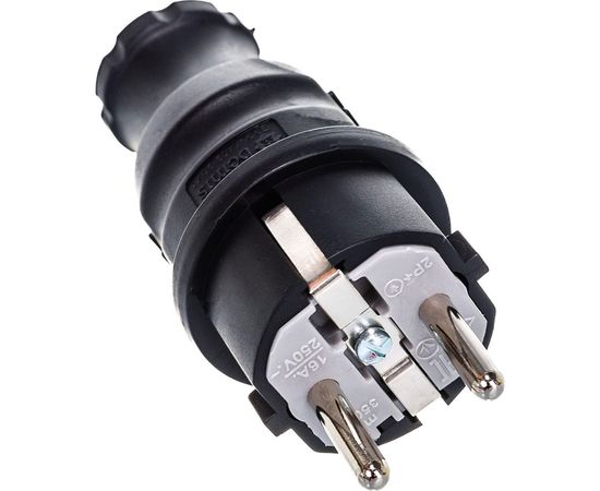 Кабельная вилка BEMIS BK1-1402-2011 каучуковая 220В 16А с заземлением IP44, черная 8698523941119 
