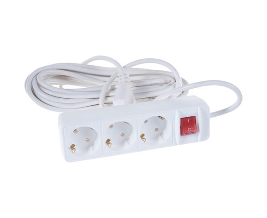 Бытовой удлинитель СОЮЗ ТМ 2200 Вт, с заземлением, выключатель, 3 гнезда, ПВС, 10м 481S-7310 