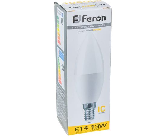 Светодиодная лампа FERON LB-970, 13W, 230V E14 2700K свеча 38107 – изображение 2