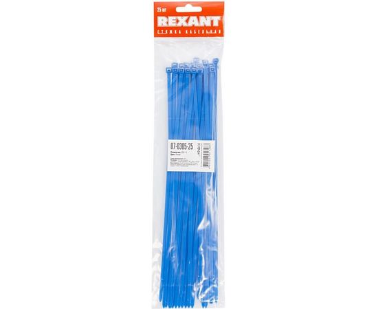Хомут REXANT nylon 300x5.0 мм 25 шт синий 07-0305-25 – изображение 2
