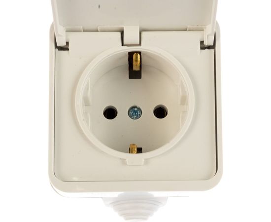 Розетка UNIVersal Клио с/з с крышкой IP44 белая К2229 – изображение 3