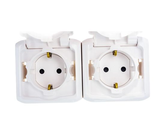 Розетка Legrand 2-м ОП Quteo 16А с защитной крышкой, защитные шторки, с заземлением IP44 белая Leg 782323 255251 – изображение 3