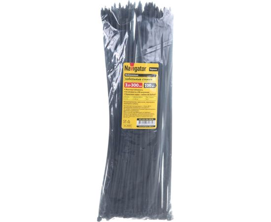 Кабельный хомут NAVIGATOR 71 339 NCT-036-300-100/BL 3.6х300 нейл. черн. уп.100шт 71339 383064 – изображение 4