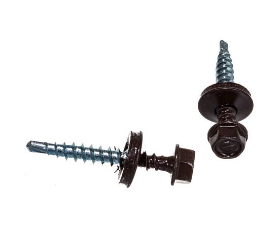 Кровельный саморез Tech-Krep КР сверло 4,8х35 RAL-8017 шоколадно-коричневый 60 шт, коробка с окном 112034 – изображение 5