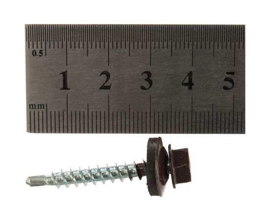 Кровельный саморез Tech-Krep КР сверло 4,8х35 RAL-8017 шоколадно-коричневый 60 шт, коробка с окном 112034 – изображение 6