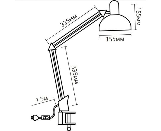 Настольный светильник FERON под лампу E27, max 60W, 230V на струбцине, черный, DE1430 24233 – изображение 10
