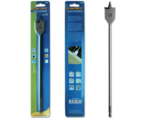 Сверло перовое по дереву (28х300 мм) ПРАКТИКА 774-238 