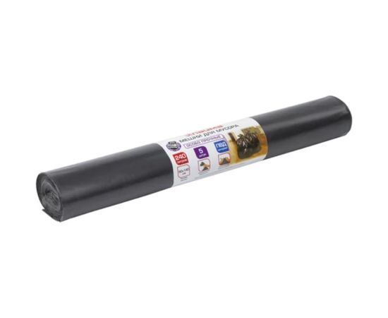 Мешки (5 шт; 240 л; 90х140 см; 80мкм; ПВД; черные; особо прочные) для мусора ЛАЙМА 605339 
