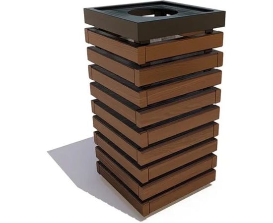 Уличная урна 7 скамеек Аллея, сосна, палисандр 67062/АЛЛ/9005/С_ПАЛ 