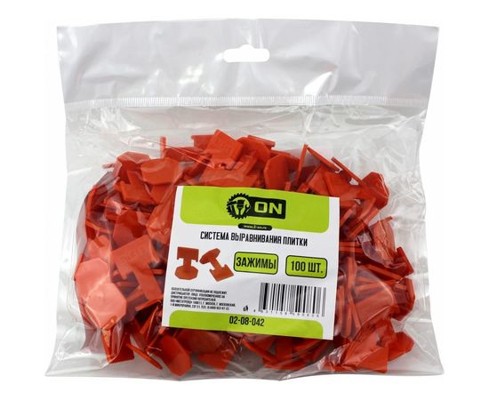 Система выравнивания плитки, ON ЗАЖИМЫ 100 шт. 02-08-042 