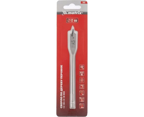 Сверло по дереву перовое (12 мм; 6-гранный хвостовик) MATRIX 70407 