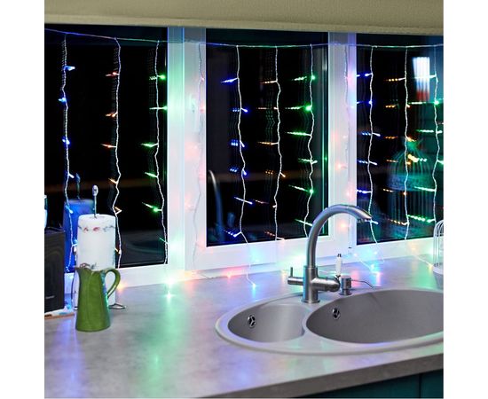 Гирлянда Neon-Night ДОЖДЬ занавес 1.5х1м, прозрачный ПВХ, 96 LED МУЛЬТИКОЛОР IP20 235-029 – изображение 4