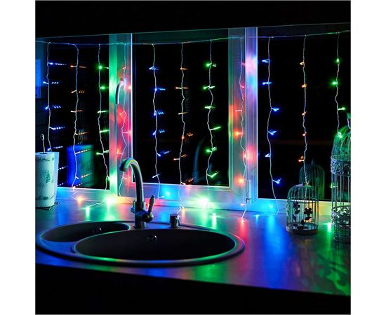 Гирлянда Neon-Night ДОЖДЬ занавес 1.5х1м, прозрачный ПВХ, 96 LED МУЛЬТИКОЛОР IP20 235-029 – изображение 5