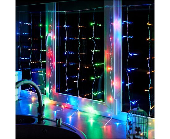 Гирлянда Neon-Night ДОЖДЬ занавес 1.5х1м, прозрачный ПВХ, 96 LED МУЛЬТИКОЛОР IP20 235-029 – изображение 6