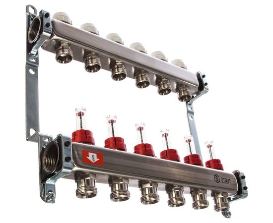 Коллектор из нержавеющей стали с расходомерами 6 вых. STOUT SMS 0917 000006 
