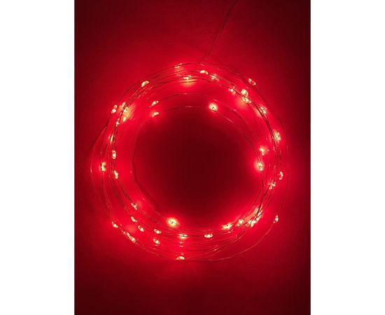Гирлянда ЭРА ENIN 5NR LED Нить, 5 м, красный свет, АА, 100/2500 Б0047963 