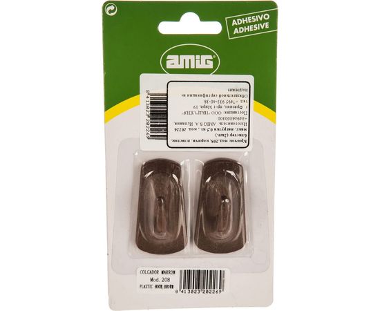 Крючок Amig мод.208, коричн, пластик, блистер 20226 