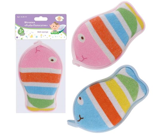 Мочалка МУЛЬТИДОМ Рыба-Полосатик 2 цвета NEW VL90-15 