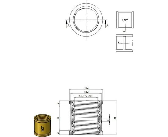 Муфта соединительная RTP G 1/2 25166 – изображение 2