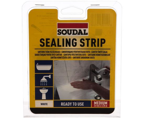Водонепроницаемая лента для ванн, раковин, душевых кабин SOUDAL 22мм х 3.35м /1х6 134027 – изображение 2