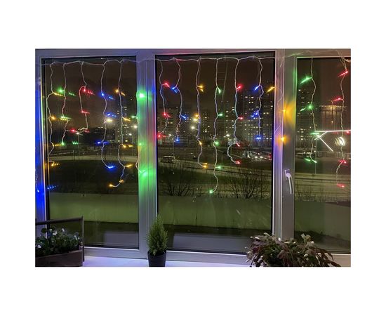 Гирлянда ЭРА ENOB2M LED, Бахрома, 2м*1м, мультиколор, 24V, IP44 Б0041906 – изображение 2