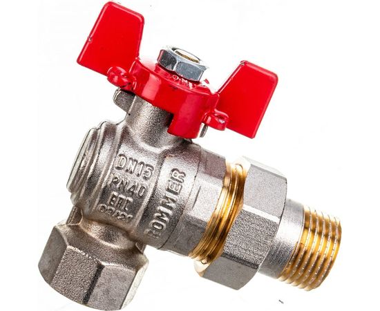 Шаровой кран угловой с американкой ROMMER 1/2"", ВН/НР, RBV-0006-0610215, RG008UB5BNBF2A – изображение 2